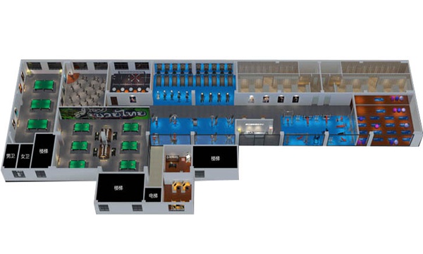 1200平方健身房配置方案-广西YABO体育健身器材有限公司
