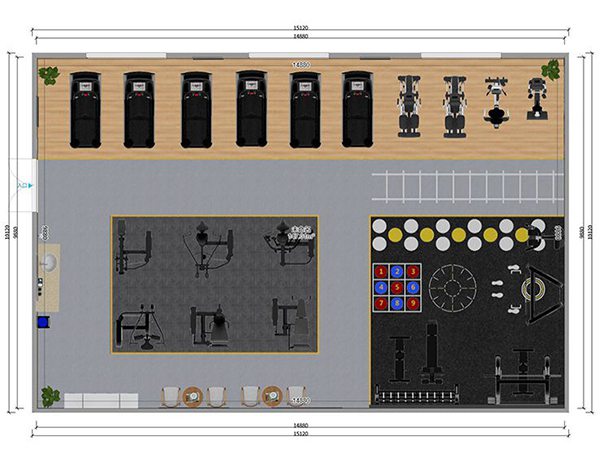120平方健身房配置方案-广西YABO.COM体育健身器材有限公司